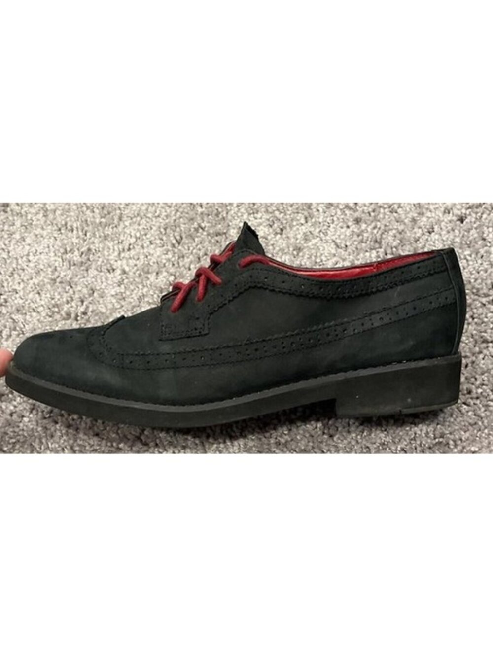 Ralph Lauren Imogen Black Suede Oxford Casual Wingtip Shoes Womens 8.5 B
